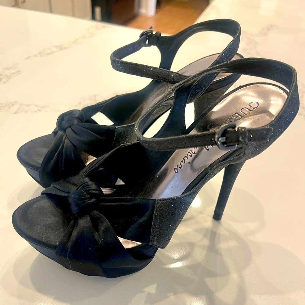 Guess by Marciano Black Shimmer with Satin Bow Heels